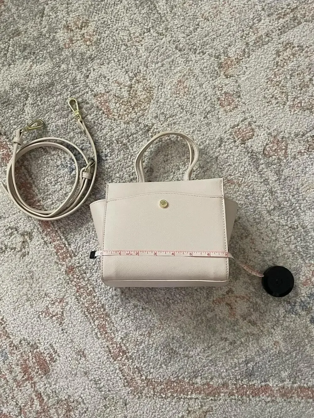 Steve Madden Mini Tote Handbag in Cream with Crossbody Strap